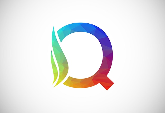 Vektor low-poly- und letter-q-logo-design-vorlage, vektorillustration