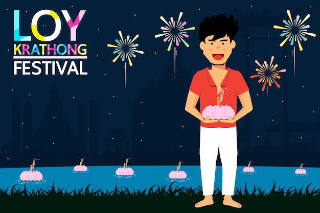 Loy krathong festival ist ein großes fest der thailänder.