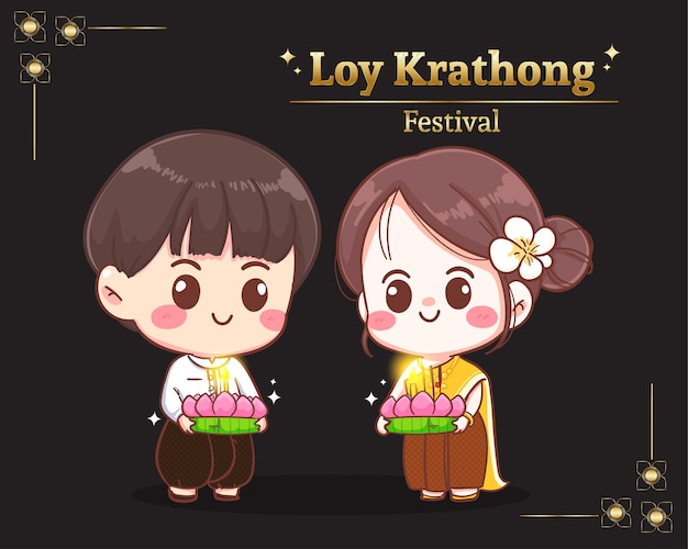 Loy krathong festival süßes paar