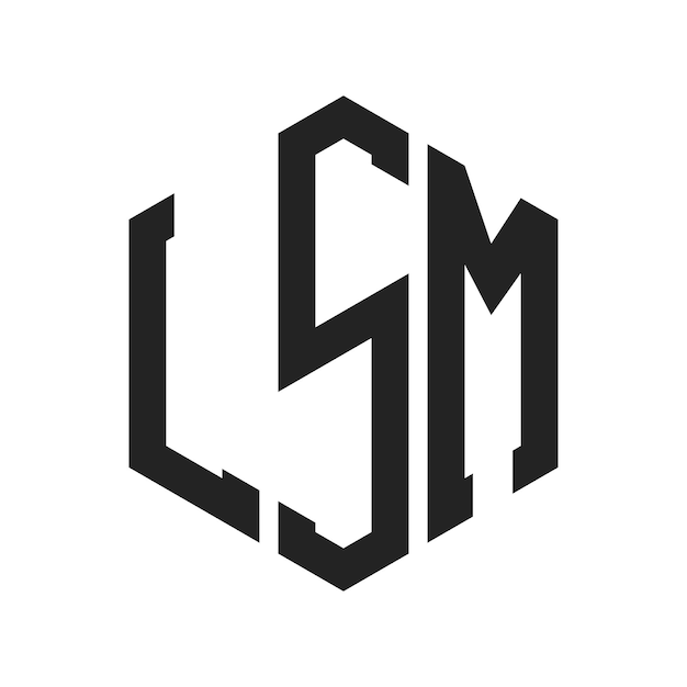 LSM-Logo-Design Anfangsbuchstaben LSM-Monogramm-Logo in sechseckiger Form