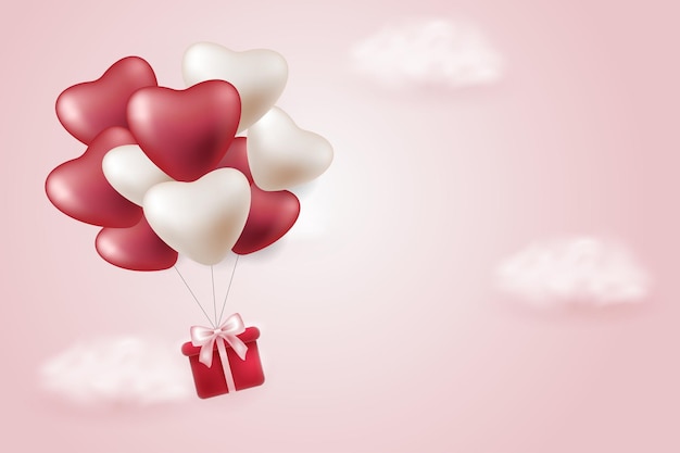 Luftballons und geschenke im rosa himmel