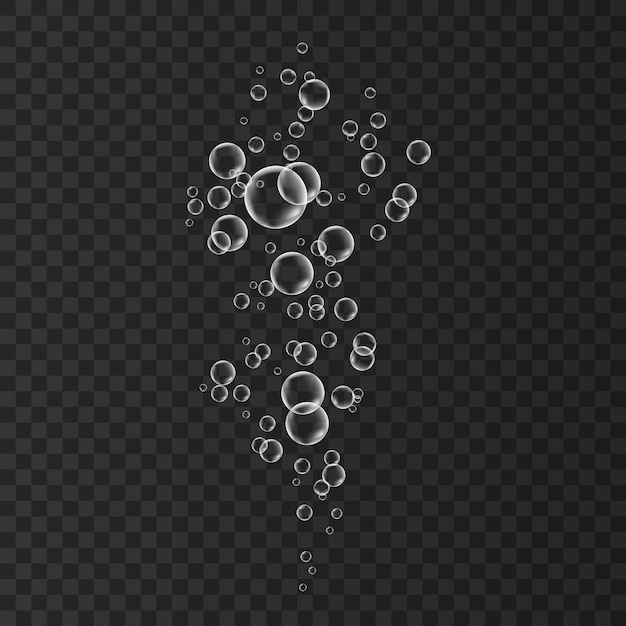 Luftblasen strömen. Sprudelndes Funkeln im Wasser, Meer, Aquarium, Ozean. Limonade. Unterwasser-Vektor-Textur.