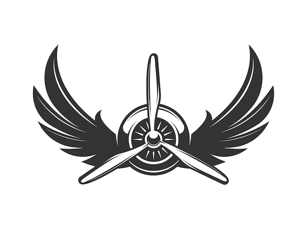 Vektor luftfahrt-logo fliegersymbole im monochromen stil luftfahrt- und flugzeugemblem flugzeugflug-logo-abzeichen