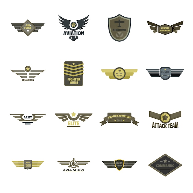 Luftwaffenmarinomilitärlogoikonen eingestellt