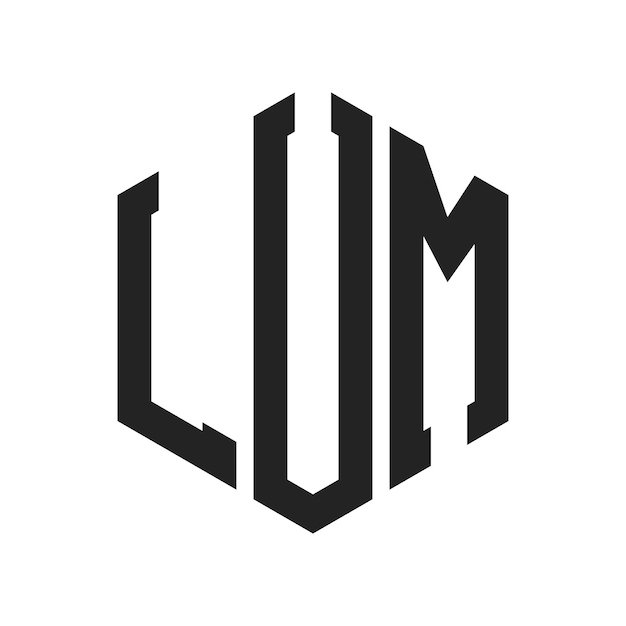 LUM-Logo-Design Anfangsbuchstaben LUM-Monogramm-Logo in sechseckiger Form
