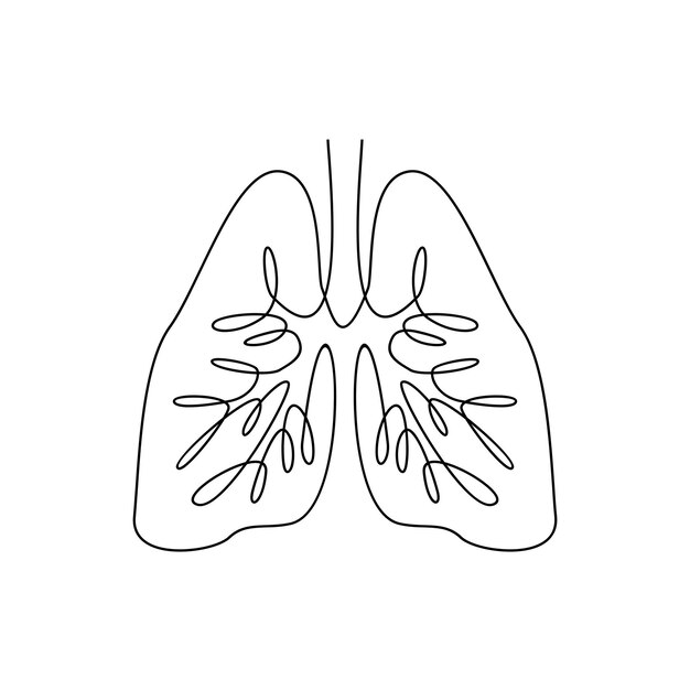 Vektor lungen-einzeil-linien-druck