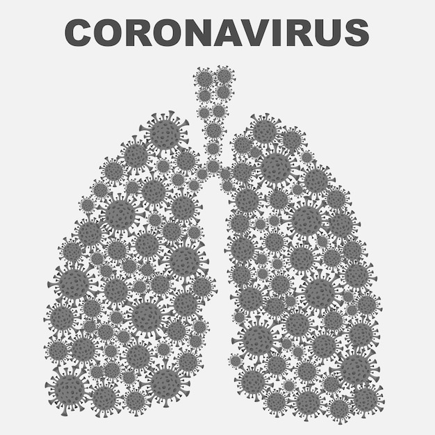 Vektor lungen mit bakterium coronavirus weißer hintergrund