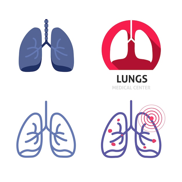 Lungenbronchus gesundes logo-symbol und bronchialtuberkulose-krankheit als asthma oder atemwegserkrankung