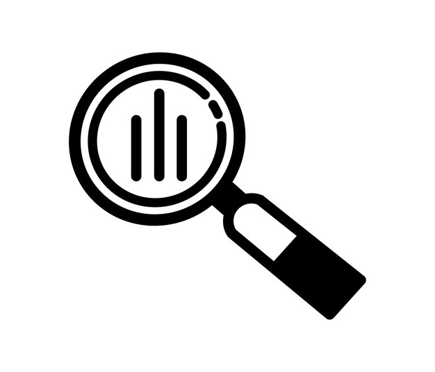 Lupe und Analyze-Symbol flaches Design-Vektor-Illustrationssymbol