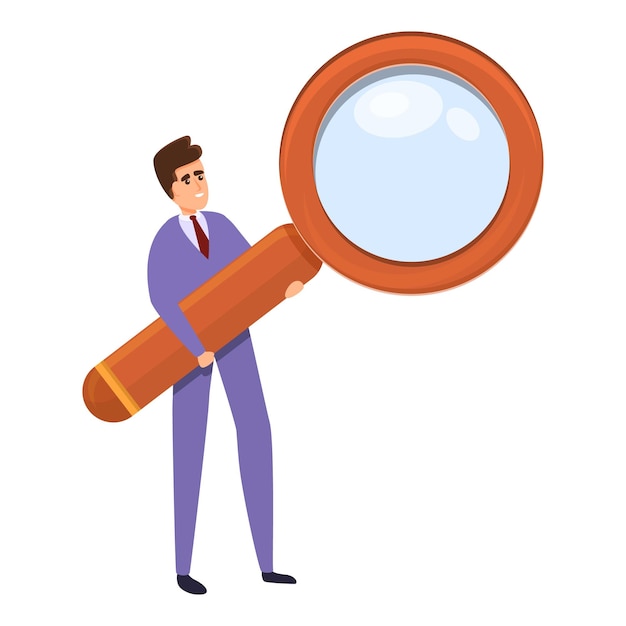 Lupen-Agent-Symbol Cartoon des Lupen-Agenten-Vektorsymbols für Webdesign isoliert auf weißem Hintergrund