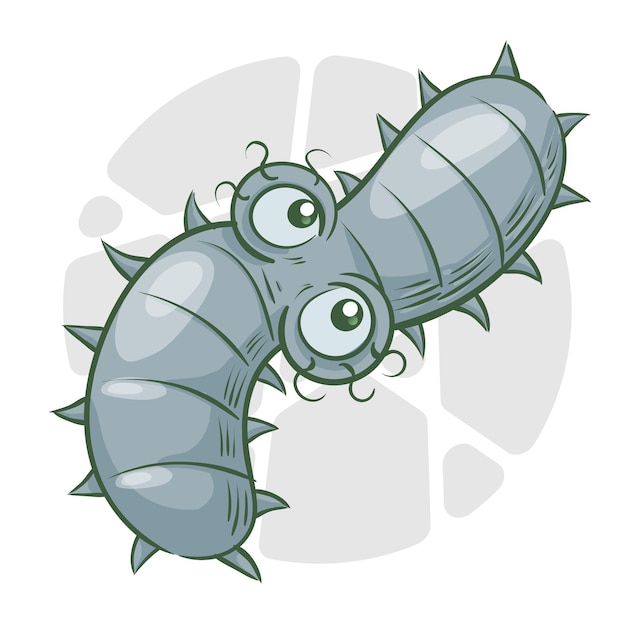 Lustige Bakterien, Viren und Krankheitserreger Zeichentrickfigur Niedliches xAmicrobe-Symbol auf weißem Hintergrund