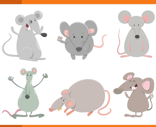 Lustige cartoon-mäuse-tierart-charaktere gesetzt