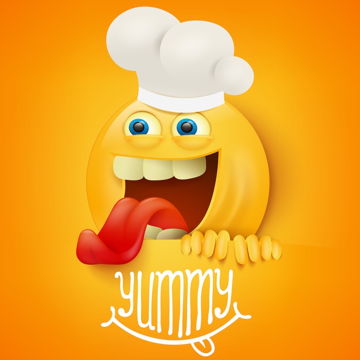 Vektor lustige emoticonzeichentrickfilm-figur im chefhut.
