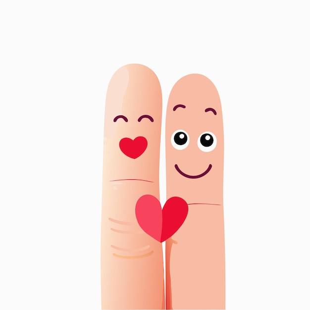 Lustige Finger mit verliebten Gesichtern Vektor 11