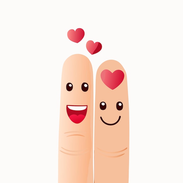 Lustige Finger mit verliebten Gesichtern Vektor 13