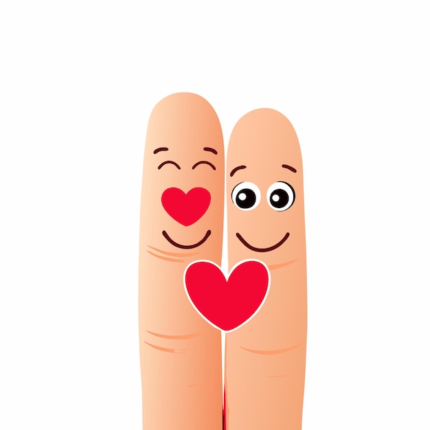 Lustige Finger mit verliebten Gesichtern Vektor 2