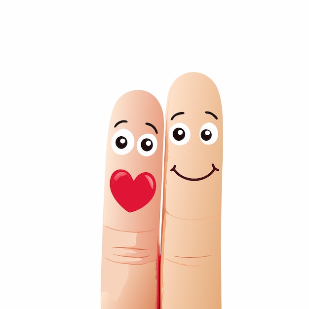 Lustige Finger mit verliebten Gesichtern Vektor 3