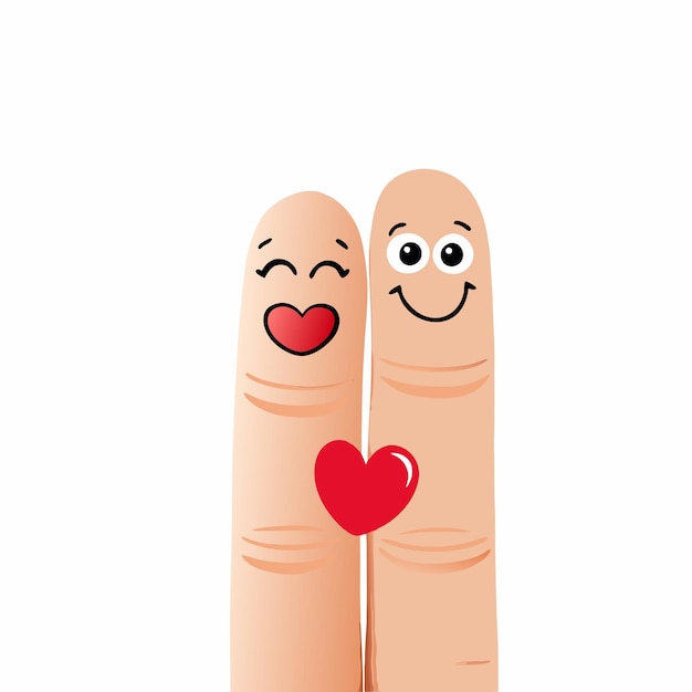 Lustige Finger mit verliebten Gesichtern Vektor 4