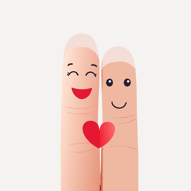 Lustige Finger mit verliebten Gesichtern Vektor 6