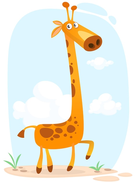 Lustige giraffe cartoon-design vektor-illustration isoliert auf weiss