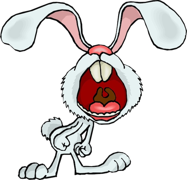 Vektor lustige hase oder kaninchen comic handgezeichnete tierzeichentrickfigur vektorillustration