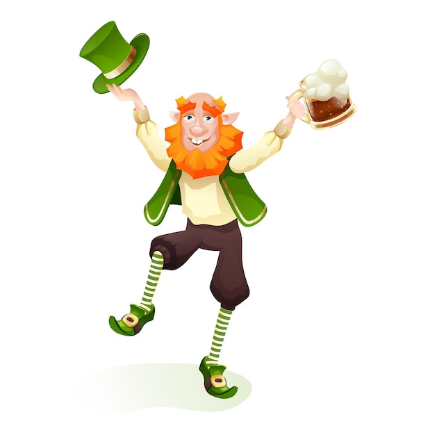 Vektor lustige irische fantastikfigur gnome leprechaun feiertag des heiligen patrick leprechauns