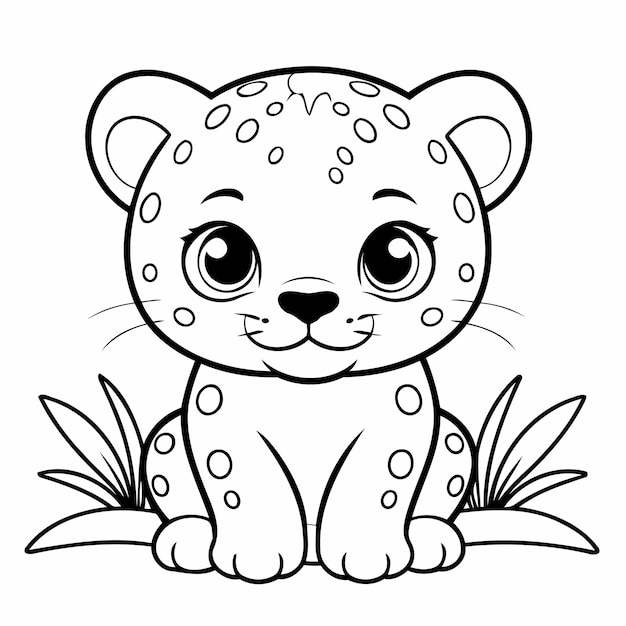 Lustige jaguar-droodle-illustrationen für kinder-seite