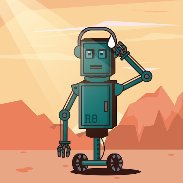 Lustige Karikatur des Roboters