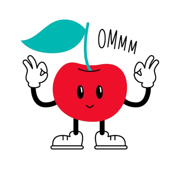 Lustige KirschenCharaktere, flache Illustration. Niedliche Emoticons