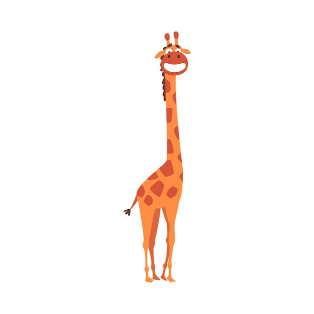 Vektor lustige lächelnde giraffe afrikanische tier-cartoon-charaktere vektor-illustration