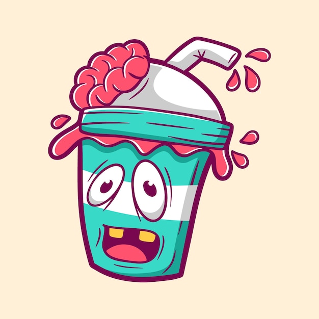 Vektor lustige monster-softdrink-cartoon-illustration