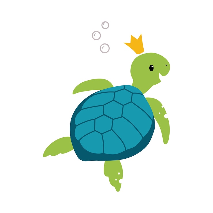 Vektor lustige schildkröte als australisches tier mit goldener kronenfließender vektorillustration