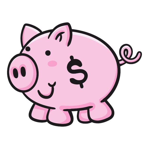 Lustige sparschweincartoonillustration isoliert auf weiß PremiumVektor