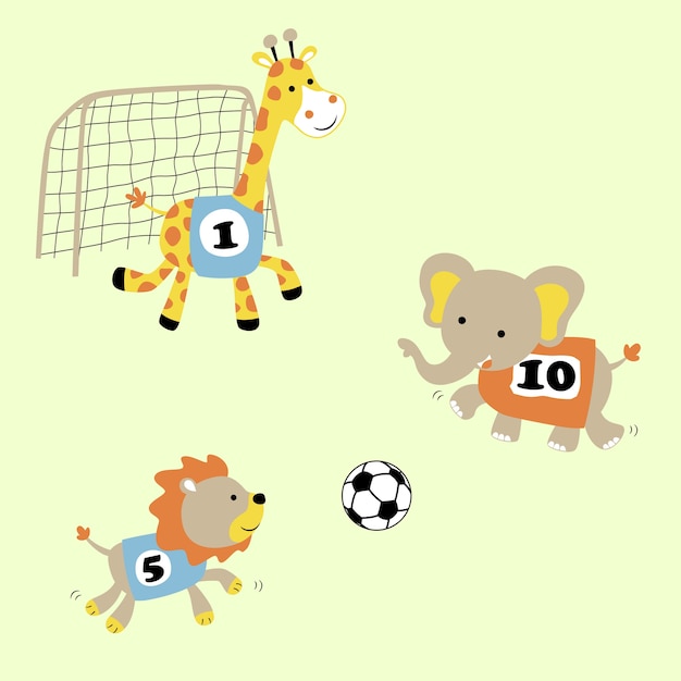 Lustige tiere fußball cartoon vektor