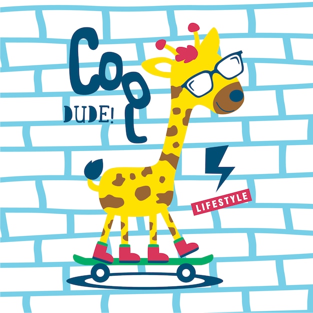 Vektor lustige tierkarikatur der coolen giraffe