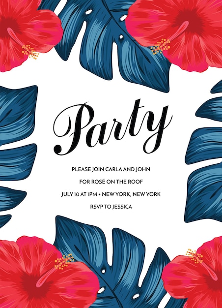 Lustige tropische party-einladungs-vorlage aloha party-einladung