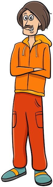 lustiger Cartoon-Junge mit einem Schnurrbart-Comic-Charakter