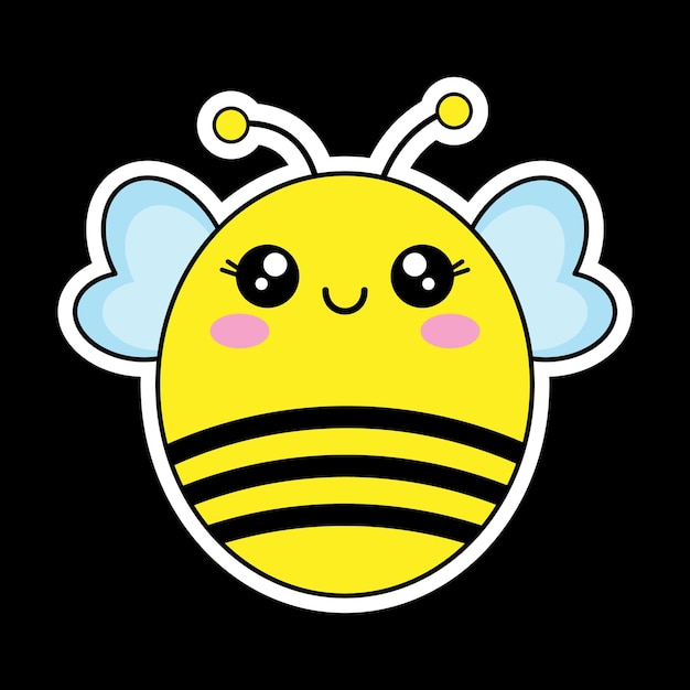 Lustiger Comic-Charakter-Patch. Niedlicher Cartoon kawaii kleiner Bienenaufkleber. Kinderdruck für grafisches T-Shirt