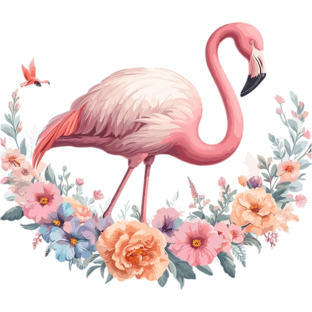 Lustiger flamingo im vektorstil isoliert auf weiß