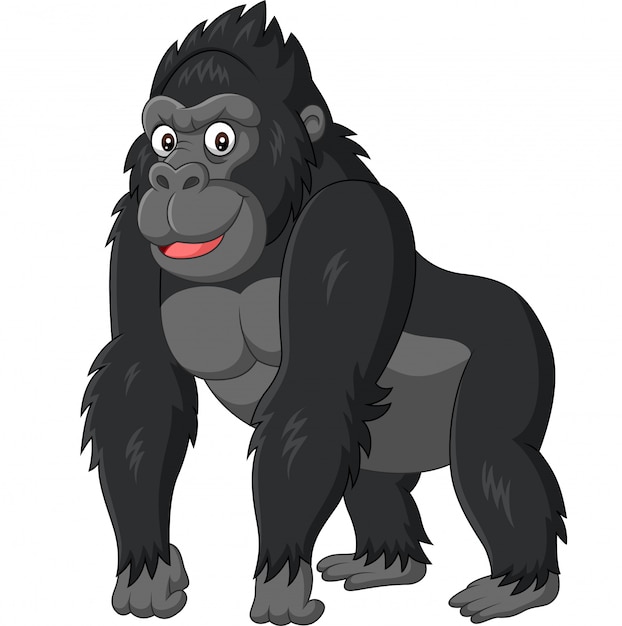 Lustiger Gorilla der Karikatur auf weißem Hintergrund