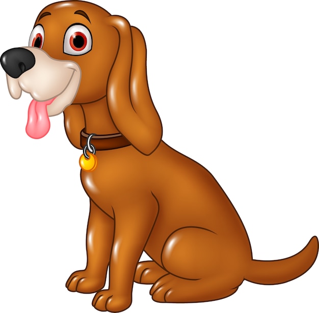 Lustiger Hund der Karikatur, der mit der Zunge heraus sitzt