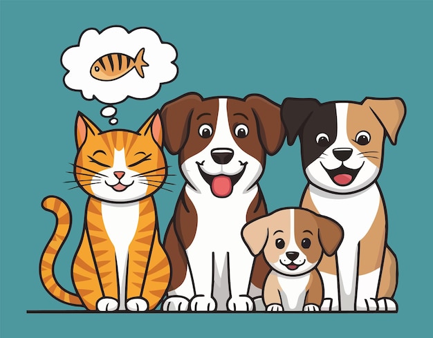 Lustiger Hund und süße Katze sind beste Freunde Welttierdag Glücklicher Freundschaftstag Vektorillustration