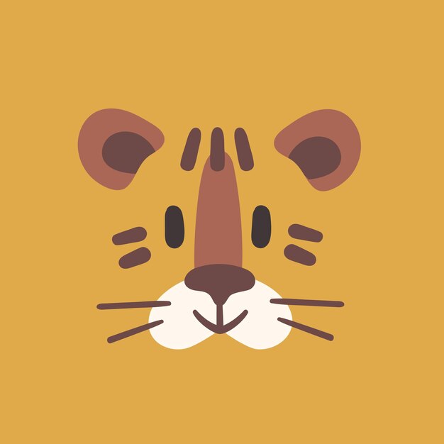 Lustiger tiger. kopf wilde katze von der safari, vektorillustration