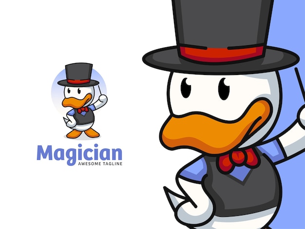 Vektor lustiges duck-magic logo maskot