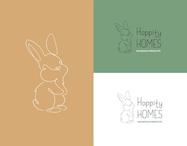 Vektor lustiges kaninchen in der zeile kunststil für heimgeschäfte einfaches logo