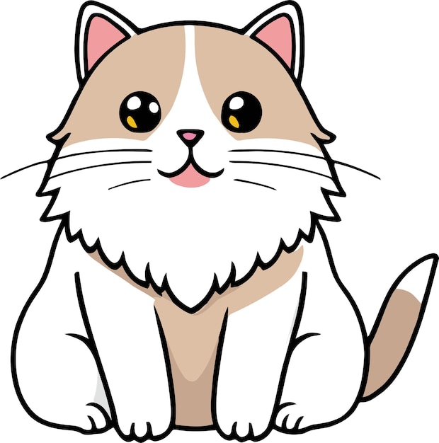 Vektor lustiges katzen- und entzückendes kätzchen-charakter-vektordesign, geeignet für aufkleber-cartoon- und druckdesign