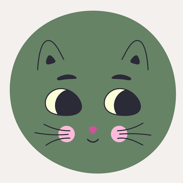 Vektor lustiges katzengesicht abstrakte persönlichkeit maskottchen design lustiges gesicht niedlich iconx9