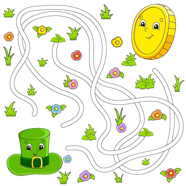 Lustiges labyrinth für kinder puzzle für kinder zeichentrickfigur labyrinth-rätsel st. patrick's day