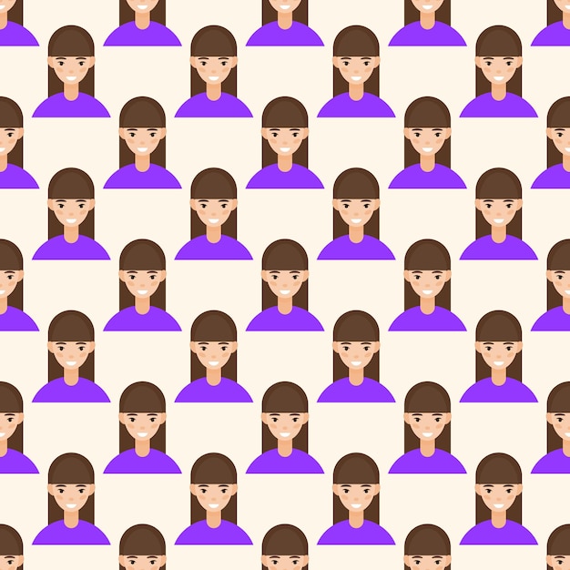 lustiges Mädchen Kind Charakterporträt Avatar nahtloses Muster Hintergrund Baby Textil Stoff Swatch