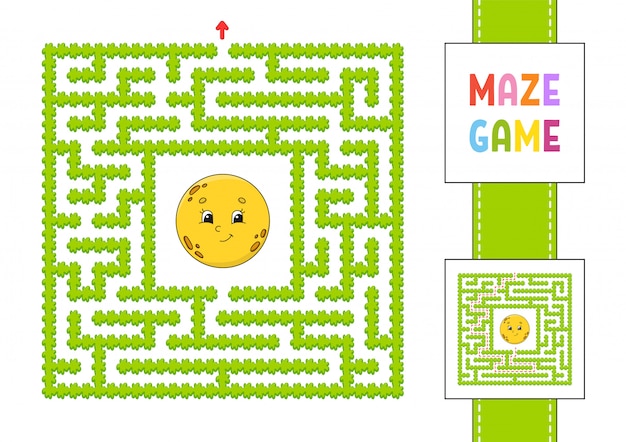 Lustiges quadratisches labyrinth, spiel für kinder.